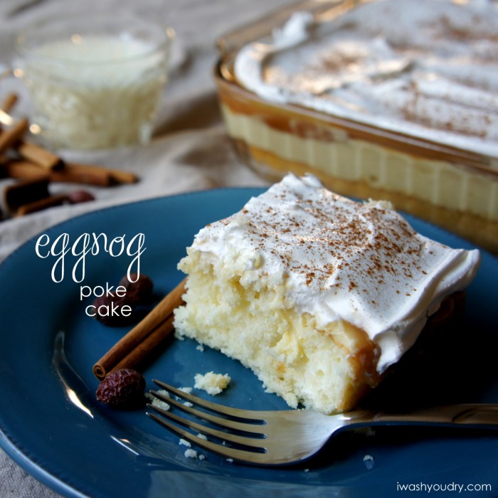 Eggnog Poke Cake with Salted Caramel