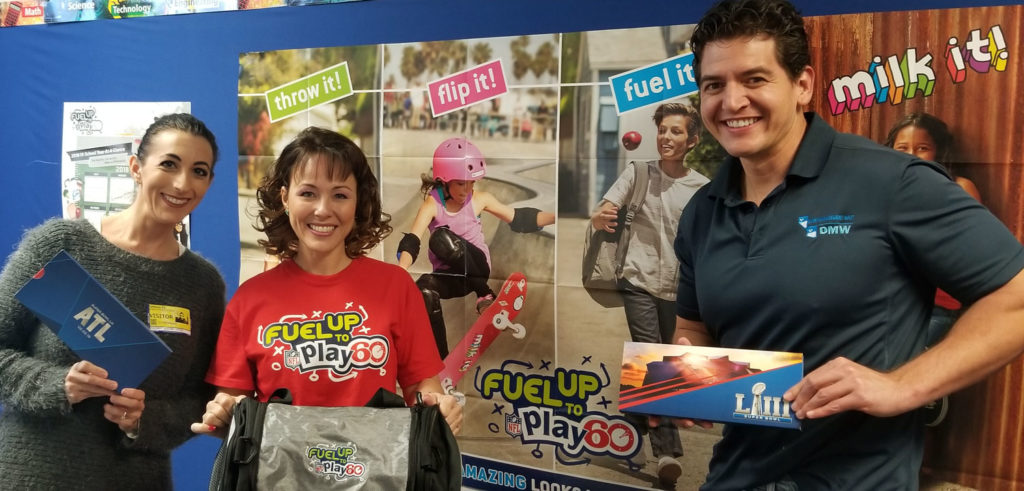 2019 Nevada Dairymen Superbowl Contest Winner, Ms. Ada Feliciano with Jen and Jake of the Nevada Dairymen.